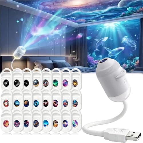 LKHYUKU Ocean Projector Light, HD Smart Dynamic 5D Holographic Night Light Projector, 360 Mini Ocean Galaxy Dream Projector, Starry Sky Projection Night Light, Plug-and-Play Star Lamp for Celling