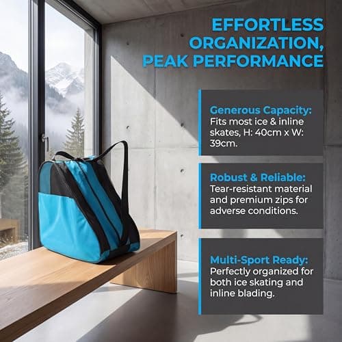 YEENAIV Skating Shoes Carry Bags Roller Skate Bag, Oxford Ice Skates Storage Bag for Kids & Adults, Unisex Adults Ice & Skate Bag Ii Fabric and Beach with Adjustable Shoulder Strap (Blue) — view 5