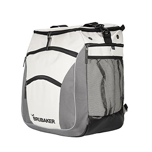 BRUBAKER Professional Ski Boot Bag for Shoes and Helmet with Backpack Straps and Foam Back Padding Silver Grey — view 2