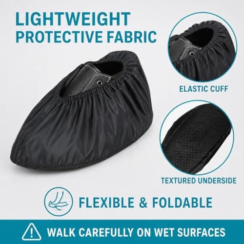 quyueug 4 Pack Waterproof Shoe Covers, Reusable Non-Slip Overshoes, Black — view 3