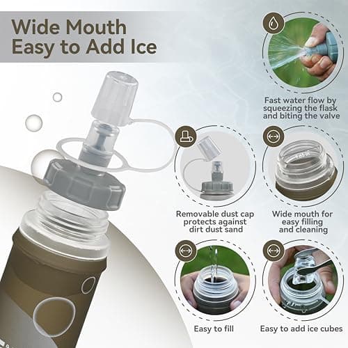 MARCHWAY Soft Hydration Flask with Wide Mouth, 300ml/500ml Collapsible TPU Water Bottle, Leakproof Portable Flexible for Running, Hiking, Cycling, Climbing, Gym, Travel (2pcs Grey 500ml) — view 4