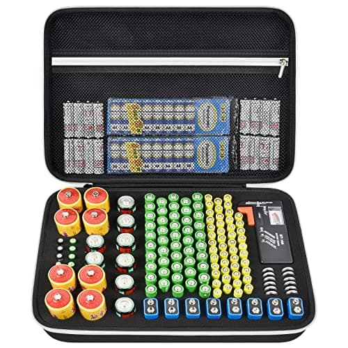 PAIYULE 140 Battery Organiser Storage Case with BT168 Tester Black