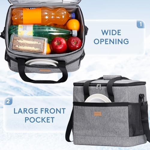 Lifewit Cooler Bag 30 Cans Collapsible and Insulated Large Lunch Bag Leakproof Soft Cooler Portable for Camping/BBQ/Family Outdoor Activities, Grey — view 5