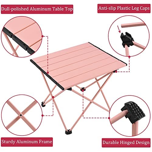 Grope Portable Beach Table for Sand, Folding Camping Table (Pink-S) — view 3