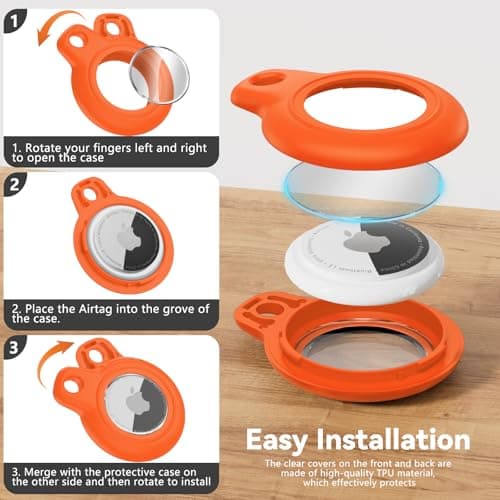 TNSNK for AirTag Holder Keyring, 1 Pack,Orange — view 6
