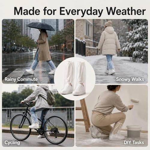 5 Pairs Disposable Shoe Covers, Thickened Waterproof Plastic Overshoes, Transparent Non-Slip Protective Covers for Outdoor Rain & Indoor Cleaning, Long Length for Boots — view 5