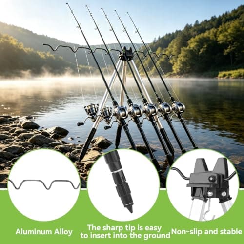 Fishing Rods Tripod Stand Rest, Sea Fishing Tripod Fishing Rod Rest Fishing Rod Holder Fishing Tripod Rod Rest Telescopic Tripod Sea Fishing Support Stand for Beach — view 4