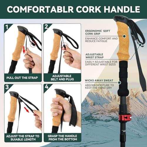 2-Pack Carbon Fiber Folding Walking Sticks for Men and Women,237g Per Pole — view 4