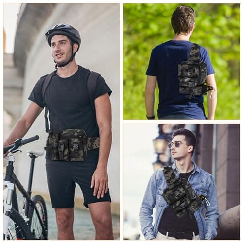 Huntvp Tactical Waist Pack Bag with Water Bottle Pouch Molle Belt Bag Bumbag for Cycling Hiking Walking Outdoors, Camo — view 6