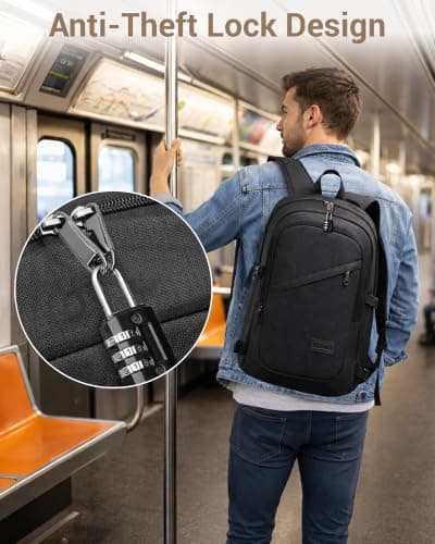 Kono Laptop Backpack School Bag Anti Theft Rucksack for Men Black — view 5