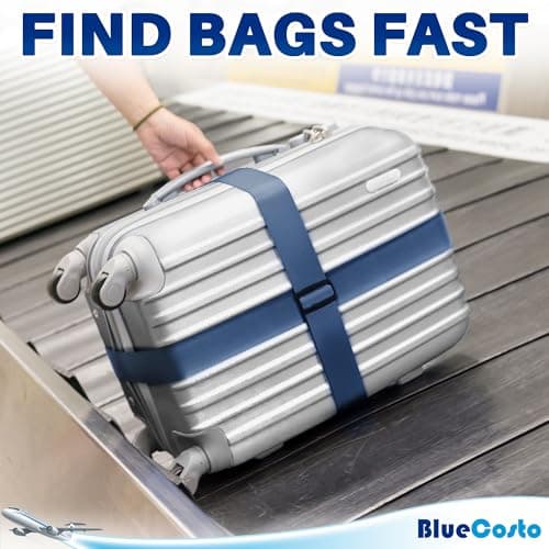 Luggage Straps for Suitcase - Navy Blue, 1.9m x 5cm, 4 Pack - Strap for Suitcases - TSA Approved by BlueCosto — view 5