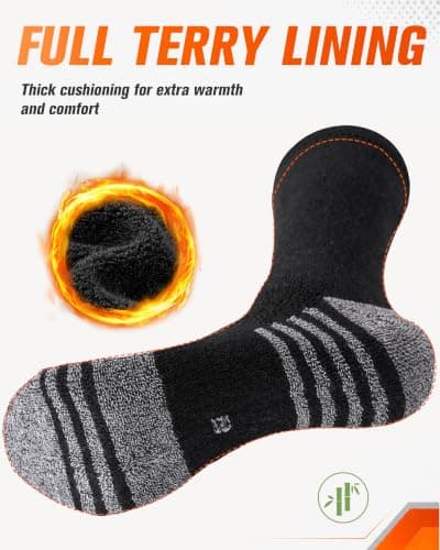 Niofind Mens Bamboo Thermal Socks, 6 Pairs Full Cushioned Breathable Socks — view 3