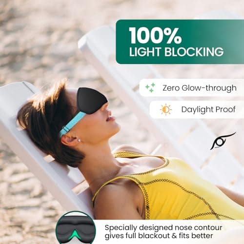 Ocufresh® 100% Blackout Sleep Mask for Women & Men – Zero Eye Pressure 3D Contoured Eye Mask for Sleeping – Adjustable Eye Mask for Travel, Naps, Shift Work & Meditation – Storage Pouch – Black — view 2