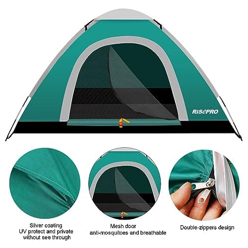 RISEPRO Portable Camping Tent, 2 Person Lightweight Tent, Waterproof Windproof, UV Protection, Perfect for Beach, Outdoor, traveling, hiking, camping, hunting, fishing, etc DC — view 3