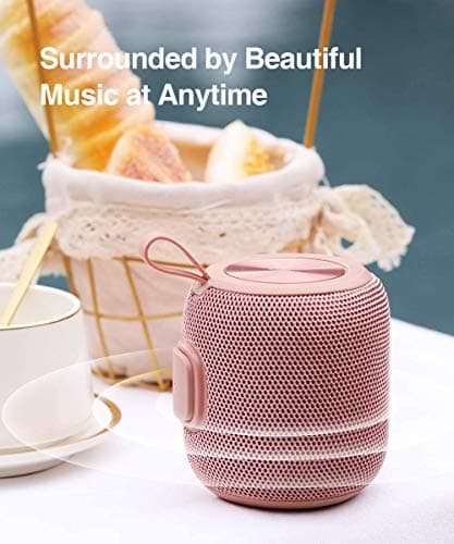 FIGMASU Bluetooth Speaker Portable Bluetooth 5.0 Dual Pairing Wireless Speakers Mini,360 HD Surround Sound & Rich Stereo Bass,IPX7 Waterproof for Travel,Pool and Outdoor(Pink) — view 5