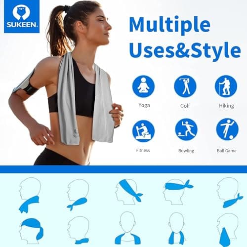 Sukeen Cooling Towel, Cooling Towels 8 pack, Stay Cool Ice Towel, Cool Towel for Instant Cooling Relief, Cooling Towels for Neck, Cold Towel, Gym Towel Men Women Sweat Towels for Gym Sports Towel — view 4