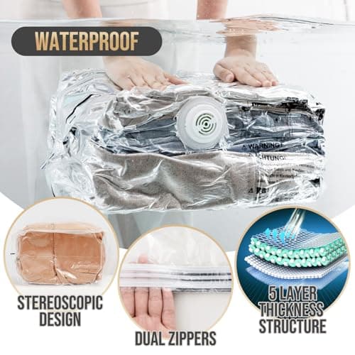 TAILI 6 Pack Cube Vacuum Storage Bags, Medium Size (63x48x27 cm), Clear — view 6