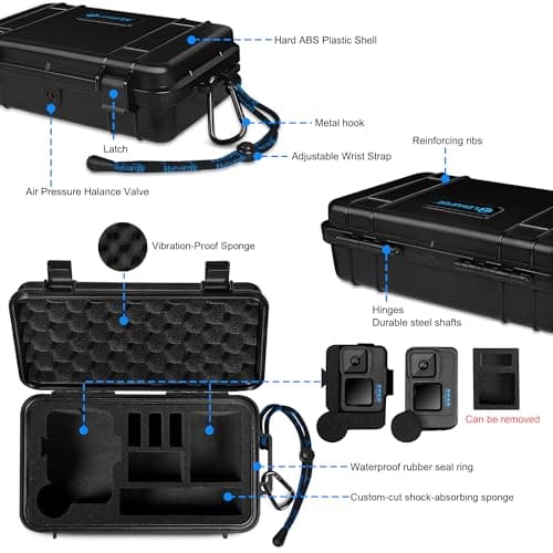 Lekufee Travel Waterproof Hard Case for Gopro Hero 13/12 / 11/10 / 9,Mission 1 Pro,Hero 4K, LIT Hero, Media Mod, and other Accessories(Case & Bag Only) — view 3