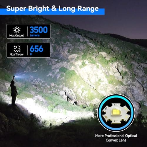 GEARLITE LED Torch Rechargeable, 3500LM Torches LED Super Bright with Clip Adjustable Focus, 3 Lighting Modes Waterproof Small Torch for Power Cuts, Emergency, Camping, Hiking, Outdoor — view 3