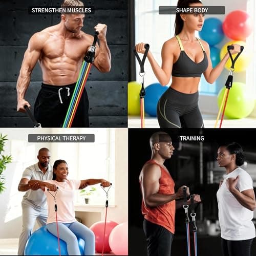 Resistance Bands with Handles for Working Out, 5-Level Stackable 150lbs Set — view 6