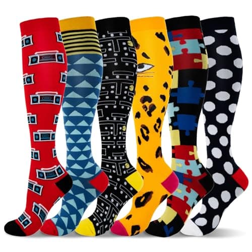 LEOSTEP Compression Socks 6 Pairs for Women Men, 20-30mmHg Support