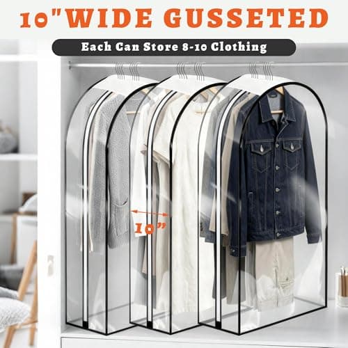 2Pcs Garment Bags Clear with Zipper for Open Closet. Full Clear Clothes Covers — view 2