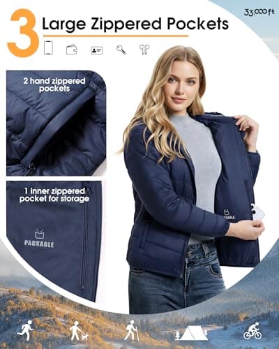 33,000ft Women's Packable Puffer Jacket Water Repellent Insulted Jacket — view 5