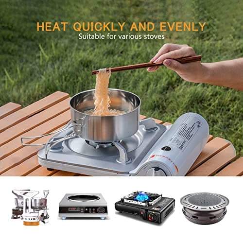 Lixada Camping Cookware Set,4 PCS Stainless Steel Camping Pot Set Compact Camping Pans for Backpacking Camping Hiking — view 4