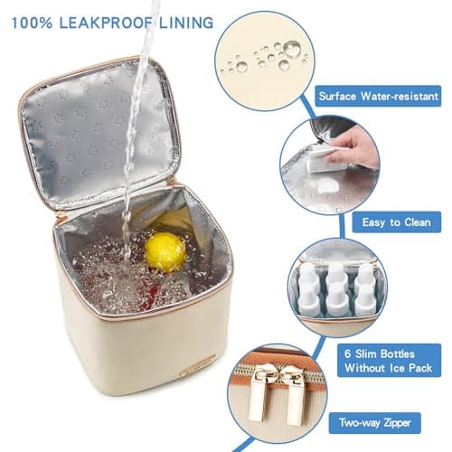 BABEYER Breastmilk Cooler Bag with Ice Pack Included, Baby Bottle Cooler Bag for 4 Large Baby Bottles (up to 270ml), Cream — view 2