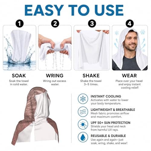 WXWJSHMGC Rose Gold Pink Print Cooling Hoodie Towel, Cooling Towels For Neck And Face Sun Protection Instant Cool Hoodie(Sport/Camping/Work Out/Hot Weather) — view 2
