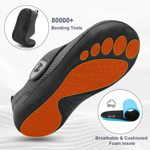 Walking Shoes for Mens Wide Fit Trainers Barefoot Zero Drop Lightweight Shoes with Adjustable Strap for Outdoor Indoor Grey 6 UK — view 6