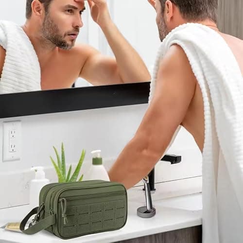 Pine shine Tactical Toiletry Bag for Men with MOLLE System, Water Resistant Dopp Kit Travel Organizer, Large Capacity Hanging Wash Bag with Compartments for Shaving, Camping, Gym & Travel Accessories — view 2
