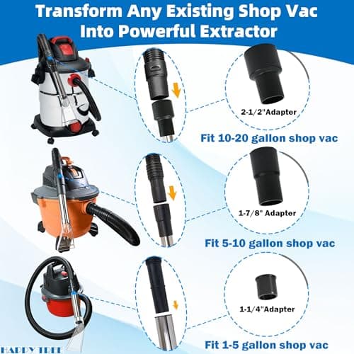 Happy Tree Universal Fit All Shop Vacs with 2-1/2" and 1-7/8" and 1-1/4" Adapters Wet-Dry Extraction Accessory for Upholstery & Carpet Cleaning and Auto Detailing, Shop Vac Extractor Attachment — view 2