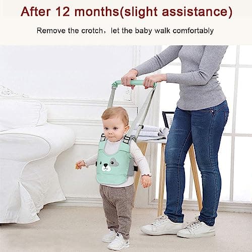 Vicloon Baby Walking Harness, Safe Walking Belt, Hand-Held Baby Walker, Removable, Adjustable Walking Harness, Breathable Handheld Baby Walker Toddler Walking Assistant - Green Puppy — view 6