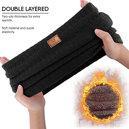 WESTWOOD FOX Thermal Fleece Neck Warmer, Warm Windproof Winter Neck Scarf for Men Women, Soft Thick Double Layer Cold Weather Neck Gaiter for Motorbike,Motorcycle,Cycling,Skiing,Snood Scarves, (Black) — view 4