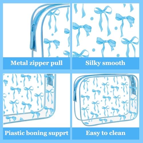 Clear Makeup Bag 2-Pack Pink Blue — view 3