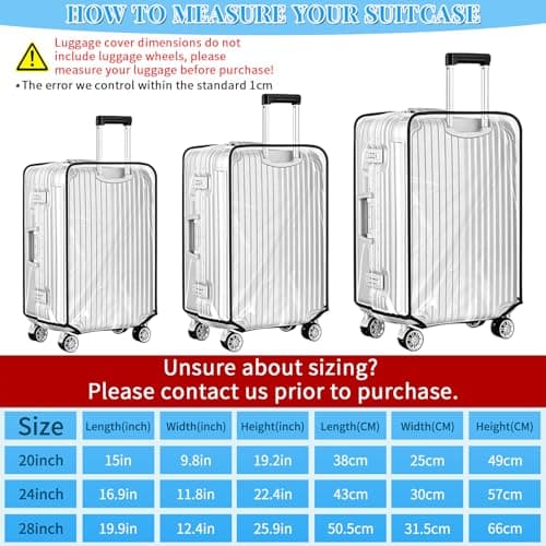 Yotako 3 Pcs Clear PVC Suitcase Covers Set - 20 24 28 Inch Luggage Cover Protector for Suitcase — view 2