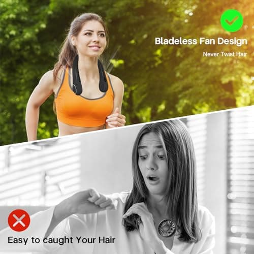 CNMTCCO Portable Neck Fan Rechargeable - Bladeless Wearable Fan with 360° Cooling Airflow, Quiet Personal Neck Air Conditioner for Women and Men, Ideal for Sports, Travel and Holiday Gifts (Black) — view 4