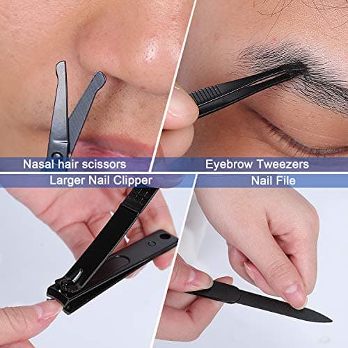 Manicure Set Men Travel Nail Clipper Kit - Mini Luxury Manicure 4 in 2 Manicure & 1 Nose Hair Scissors Stainless Steel Professional Pedicure Set Travel Nail Grooming Kit Gift for Men Lovers Parents — view 4