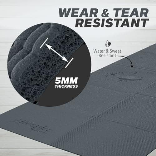 Respire Fitness Lightweight Foldable Yoga Mat for Travel - Non-Slip Portable Gym Mat for Women & Men. Soft, Supportive 3-Layers. Essential for Fitness, Training, Pilates, Exercise, Workout (Grey) — view 5