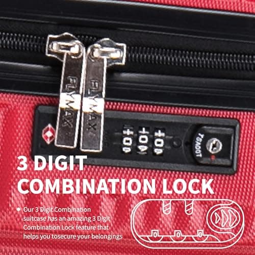 FLYMAX 29" Large Suitcases on 4 Wheels Lightweight Hard Shell Luggage Durable Check in Hold Luggage Built-in 3 Digit Combination Red 106L — view 6