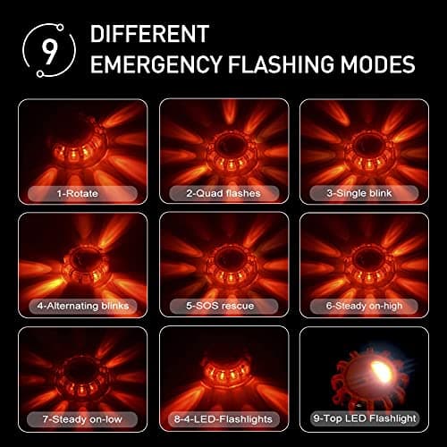 Kitgo 3 Pack LED Road Flares Flashlight Emergency Safety Warning Light Kit for Car Truck RV Vehicles Boat with Magnetic Base & Hook — view 4