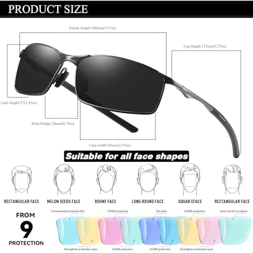 Polarised Sunglasses Mens Womens UV Protection Pilot Metal Frame — view 6