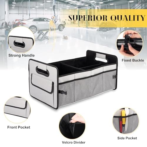 JiatuA Car Trunk Organizer, Collapsible Car Organizers and Storage Grey — view 2