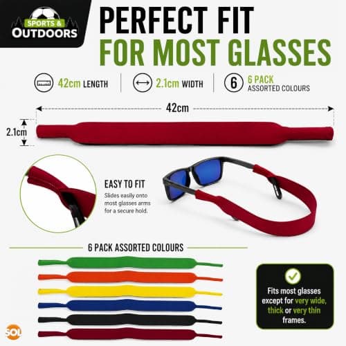 SOL 6pk Sports Glasses Straps For Men - Neoprene Glasses Lanyard for Men — view 2