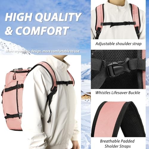 50L Ski Backpack - Water-resistant Ski Boot Bag for Men & Women, Ski Bag with Helmet Holder, Separate Compartments for Goggles, Gloves, Snowboard & Accessories, Durable Ski Carry On Backpack — view 6