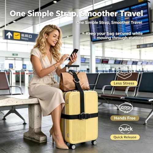 Elastic Fastening Belt for Luggage 4 Pack, Adjustable Suitcase Straps with Quick Release Buckles, Portable Travel Bag Straps in Black Red Orange Green, Elastic Rope Binding Strap for Luggage Bags — view 4