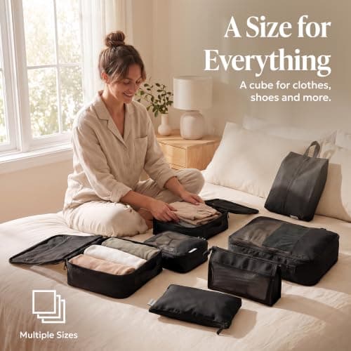 LUGG 8 Set Compression Packing Cubes for Suitcases – Suitcase Organiser Set, Lightweight 290D Polyester Waterproof Travel Bags, Luggage Packing Organizers, Travel Essentials for Men & Women — view 3