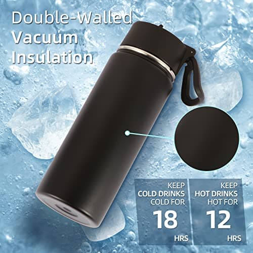 Volhoply 530ml 18oz Insulated Water Bottle Bulk 4 Pack, Kids Stainless Steel Water Bottles with Straw Lid, Reusable Metal Wide Mouth Sports Flask Keep Hot and Cold (Mix,4 Pack) — view 2