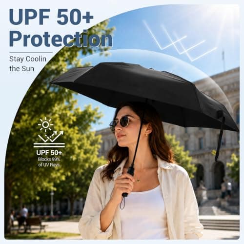 Jexine 6 Pack Mini Travel Compact Umbrella Windproof Manual Open Close Umbrella UV Protection Small Folding Design Fits in Pocket or Purse, Lightweight Portable for Women Men — view 3